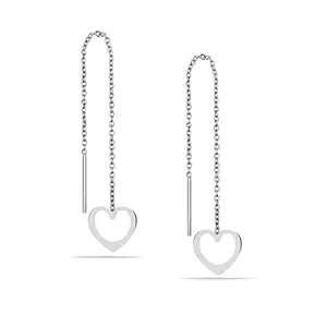 LeCalla 925 Sterling Silver BIS Hallmarked Heart Threader Drop Earrings for Girls and Women