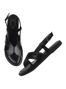 Shoetopia Women's Girls-SND-190 Flat Sandal-7 Kids UK (Girls-SND-190-Black)-EU40