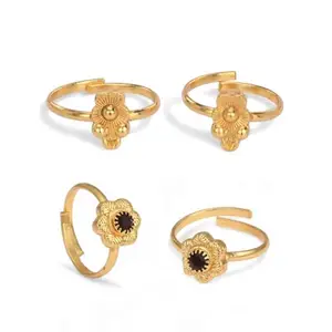 AanyaCentric Set of 2 Pair Gold-Plated Toe Rings Adjustable Traditional & Fashionable Accessories