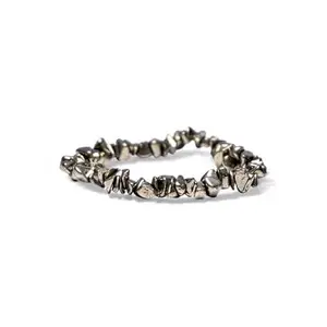 GemsShine Natural golden pyrite money magnet bracelet, 4-5mm Uneven Shape Raw stone beads, 8 Inch Stretchable Bracelet for Men's & Women's