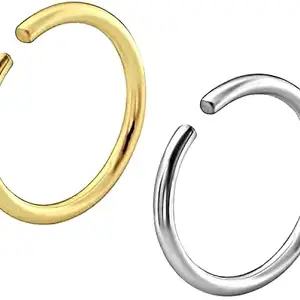 SONI DESIGNS Surgical Steel 8mm No Rusting Pack Of 2 Pcs Clip-On Non-Pierced Nose Ring For Women And Girls 2 Pcs N-81991