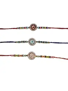Traditional Rakhi Set for Brother, Pack of 4, Multicolour Floral Design, Festival Special