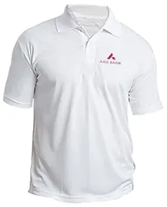 American Apple AXIS Bank Logo Printed Polo/Collar Half Sleeve T-Shirt for AXIS Bank Staff Employee Promotion T Shirt for Men and Women White