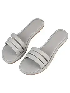 WalkTrendy Womens Synthetic Grey Open Toe Flats - 5 Uk (Wtwf620_Grey_38)