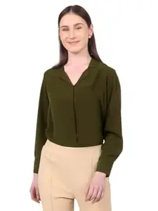 MISS WEARS Women's Regular Fit Cotton Blend Long Sleeves Opaque Shirt Style Top