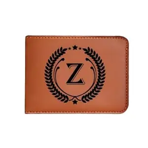 NAVYA ROYAL ART Men's Leather Wallet - Alphabet Name Leather Wallet for Mens - Z Letter Printed on Wallet - Brown