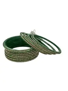 HOUSE OF BANGLEZ Designer Stone Embellished Bangles Set for Women Elegant Traditional Bangles Set of 12