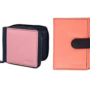 Posha Genuine Leather Wallet Combo for Women, Girls - Diwali Gift for Girl Women Girlfriend (Pink)