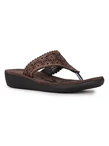 Bata Women's Mexico Laser Platform Thong (6724112_Brown_3 Uk)