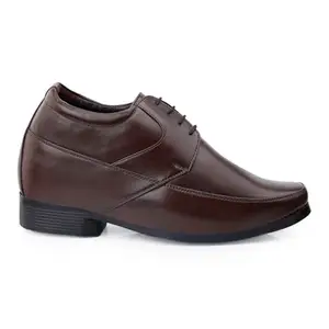 Baxxico Men's Height Increasing Brown Faux Lather Formal Lace-up Derby Shoes-8UK[BAXA560-Brown]