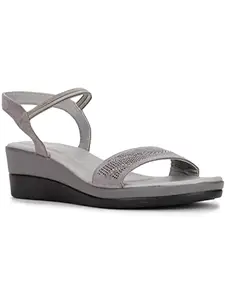 Bata Womens YARA Wedge Sandal Heels, Grey, (6612798), UK 4