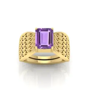 RRVGEM Certified Unheated Untreatet 8.00 Carat AMETHYST ring gold Plated Ring Adjustable Ring for Men and Women