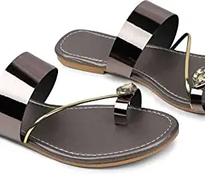 Laporra Flats & Sandals Material - Synthetic & Sole -TPR Slip-On Bukkal Grey 5