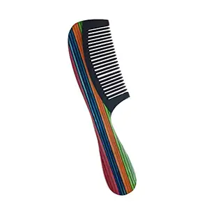 Ginni Innovations Fine teeth Black Horn Comb Original for men and women - horn comb comes with multicolour wood handle