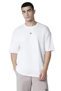 Reebok Men's Cotton Poly Casual Oversized T-Shirt - Soft Breathable Loose Fit Half Sleeve Tee | Round Neck Tshirt