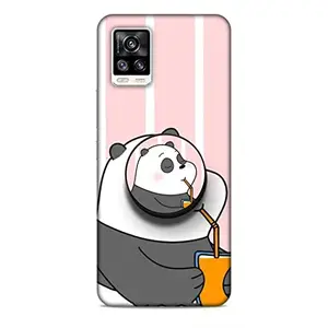 Screaming Ranngers Designer Printed Hard Plastic Matt Finish Mobile Case Back Cover with Mobile Holder for Vivo V20 (Panda)