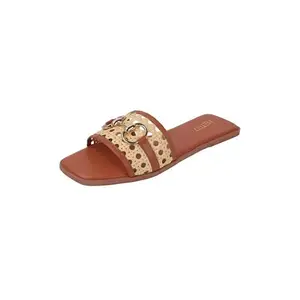 Metro Women's Tan Synthetic Fashion Slides UK/7 EU/40 (41-412)