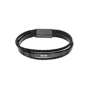 M Men Style Mens Mom Layered Bracelets for Mens Women Magnetic Clasp Genuine Bracelet Wristband Vintage Cuff Jewelry Friendship Couple Black SBr2025208
