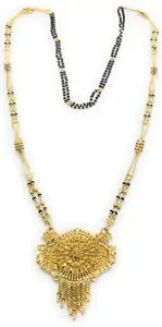 Stylish Black Gold Plated Mangalsutra for Women, Traditional Design Necklace, 48 cm