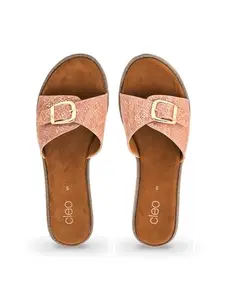 Khadim's Cleo Rose Gold Flat Mule Slide Sandal for Women (5610595)