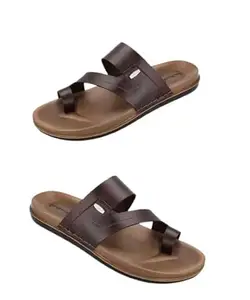 Men's Stylish Lightweight Flip Flops – Comfortable Slippers for Indoor & Outdoor (BROWN, UK Footwear Size System, Adult, Men, Numeric, Medium, 10)