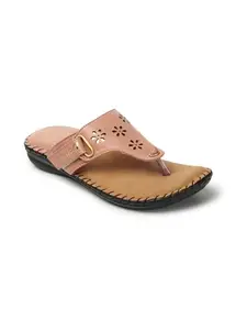 Denill Women's Soft Bottom Sandals (Peach, 4)