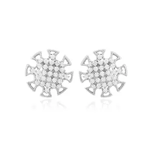Nemichand Jewels 925 Pure Sterling Silver Round CZ Diamond Stud Earrings For Women (AF - S)