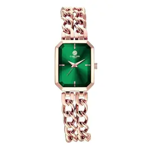 Carlton London Green Dial Watch for Women | Victoria (CLRGCGRN) | Stainless Steel | Analog | Gold-Green Waterproof Watches for Women Girls Ladies | Fashionable Trendy Quartz Movement Wrist Watch