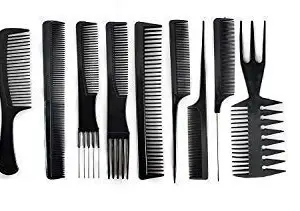 Ekan Set of 9 Professional Hair Cutting and Styling Comb Kit For Men and Women 20 Grams Black Pack Of 1