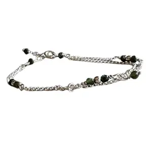 LKBEADS Silver Plated Bracelet with Multicolor Faceted Seraphinite Beads – Rondelle 3mm – 7 inch Adjustable – For Men & Women|LK_STACK_06040