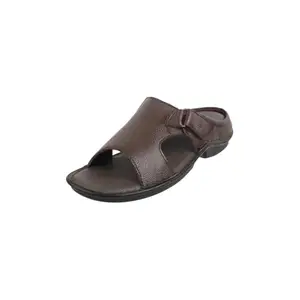 Metro Men Brown Sleek Velcro Adjustable Comfortable Stylish Leather Casual Slippers UK/9 EU/43 (16-944)
