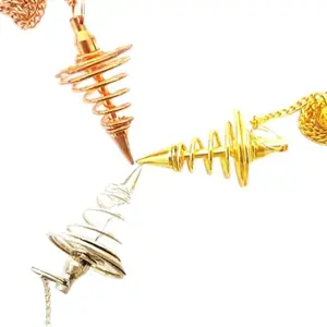Jet International Jet New Vortex Metal Pendulum 3 Copper Gold Silver Plated Crystal Therapy Healing Dowsing Metal
