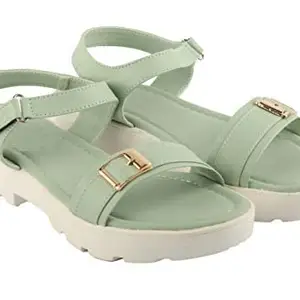 RIGHT STEPS Women's Fashion Sandals| Sandals for girls| Sandals for women| Women Footwear (Green, numeric_4)