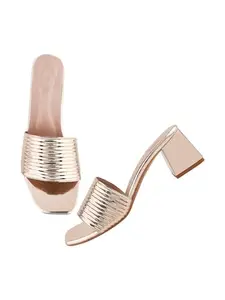 Shoetopia Women's Girls-Heel-351 Heeled Sandal-4 Kids UK (Girls-Heel-351-Golden)-EU37