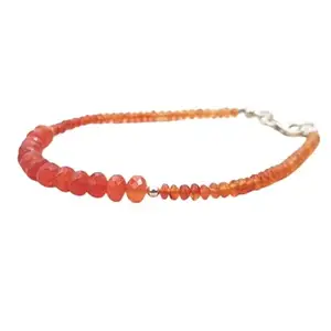 RRJEWELZ Carnelian Bracelet for Men & Women – 2-4mm Rondelle Faceted Pink Beads – 7 inch with Silver Plated Clasp – Healing, Fashion, Gift, Spiritual, Yoga|LCBR_RR_01769