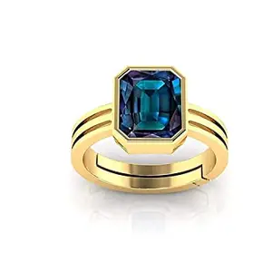 Kirti Sales Color Changing Alexandrite Ring Gold Plated AAA Quality Excellent Shinning Stone Ring 13.25 Ratti Men and Women,s (GGTL Lab - Certified)
