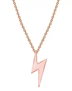 De-Autocare Rose-Gold Color Unisex Fancy & Stylish Trending Metal Funky Cool Harry Potter Lightning Bolt Flash Zig Zag Pendant Locket Necklace With Clavicle Chain