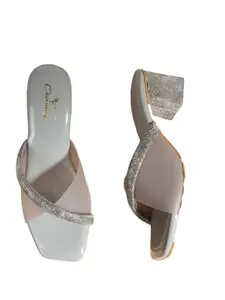 CHINRAAG Women’s Embellished Block Heel Sandals