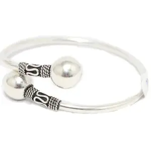 Rajasthan Gems Spring Bracelet Bangle 925 Sterling Silver Solid Ball Handmade Women Gift D755
