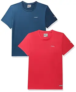 Charged Brisk-002 Melange Round Neck Sports T-Shirt Red Size Xl And Charged Endure-003 Chameleon Spandex Knit Round Neck Sports T-Shirt Teal Size Xl