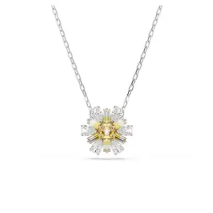 Swarovski Idyllia pendant, Flower, Yellow, Rhodium plated