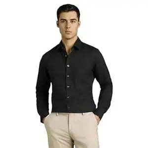 Louis Philippe Men's Slim Fit Easy to Iron Everyday wear Premium Cotton Full Sleeve Solid Formal Shirt