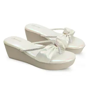 CHINRAAG Colourblocked Open Toe Bows Wedge Sandals Heels