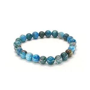 Arka Surya Crystals Natural Blue Apatite 8mm Beads Healing Bracelet For Self Expression & Inner Truth