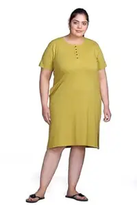 In Love Women Cotton Buttoned Plus Size Short Slip Nighty Chemise