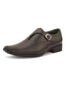 SIR CORBETT Men's Vegan Leather Brown Moccasin Formal Shoes - 10 UK