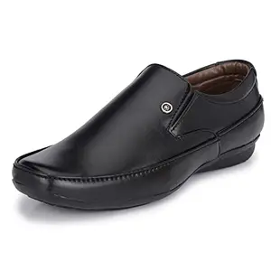 JOHN KARSUN Black Vegan Leather Formal Shoes for Men Without Laces - 10 UK