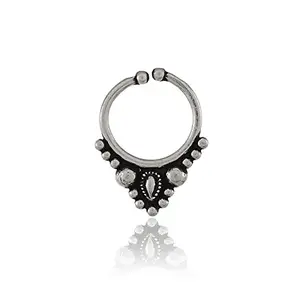 NEMICHAND JEWELS Pure 925 Sterling Silver Septum Nose Rings For Women - Non Pierced nose (SS-NR-12)