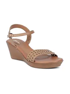 Bata Womens Laser Stud Sandal Heels, (6618681), 4 Beige