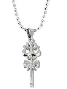 Uniqon Silver Color Unisex Metal Fancy & Stylish Hindu God Religious Lord Shiva Bolenath Mahadev Mahakaal Shankar Trishul Damru Locket Pendant Necklace